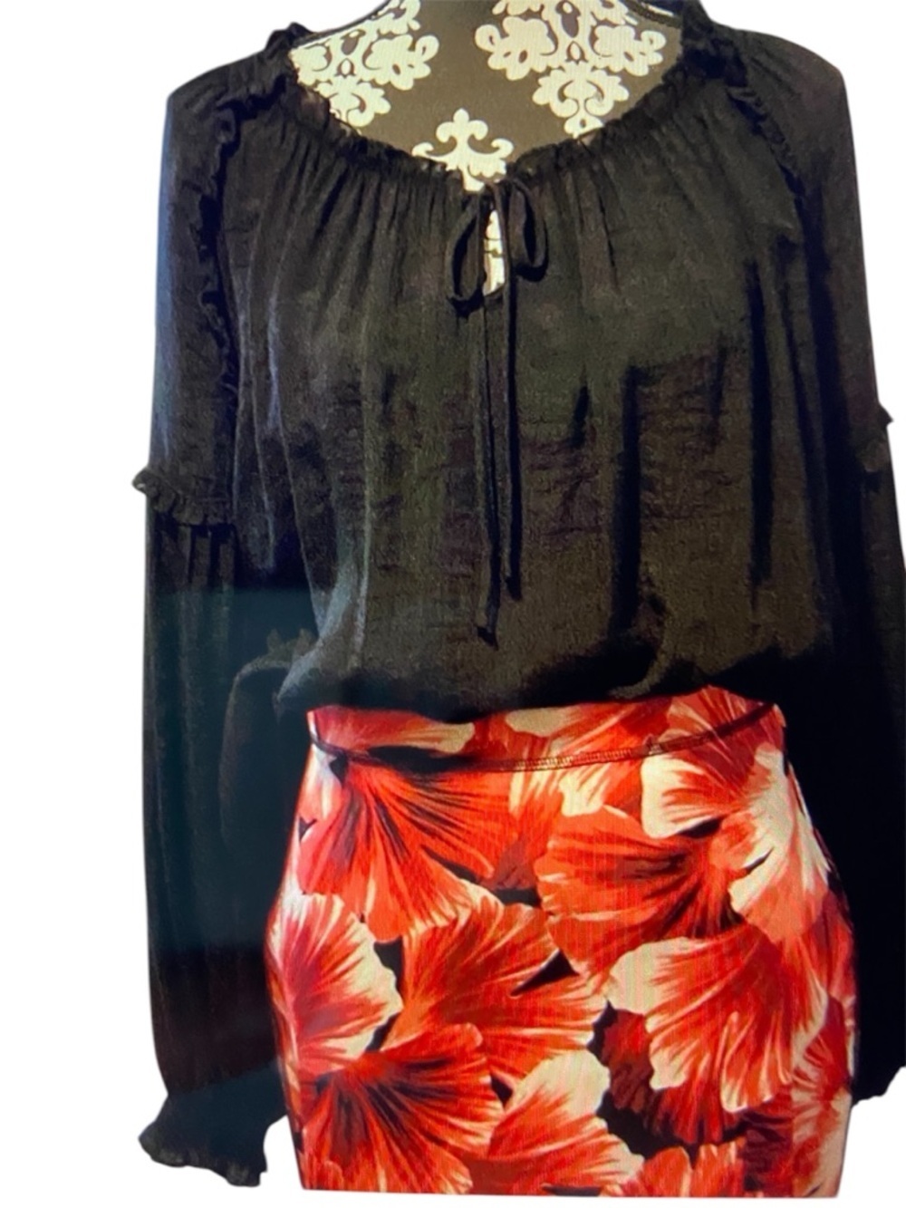 J/M Sportswear by Cato Long Sleeve Top Blouse Black Large NWT Bohemian
